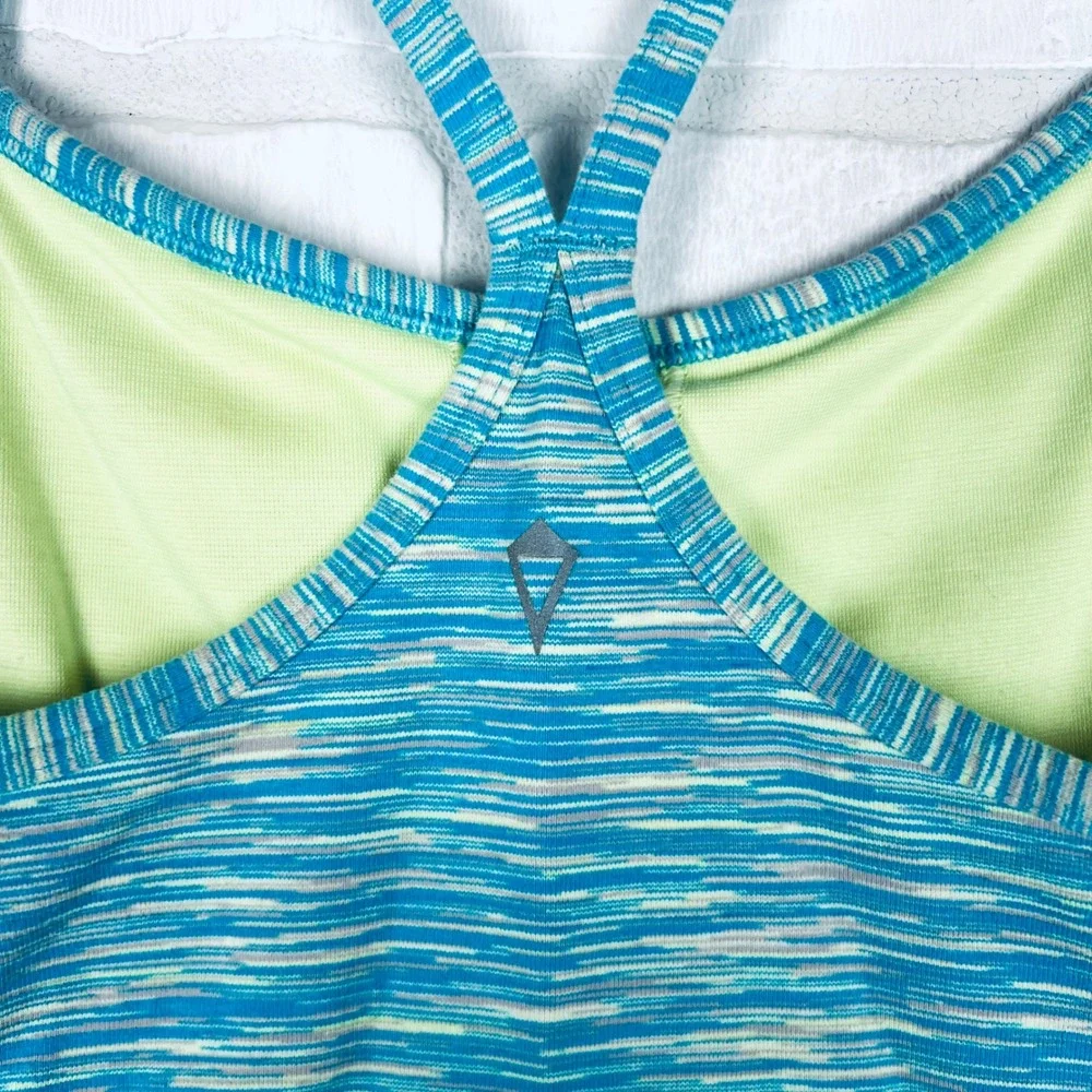 Ivivva Girls Space Dye Activewear Tank Top Blue Teal Racerback Shelf Bra Size 12